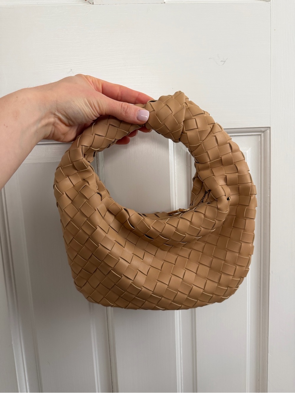 Woven Shoulder Hobo Bag in Tan